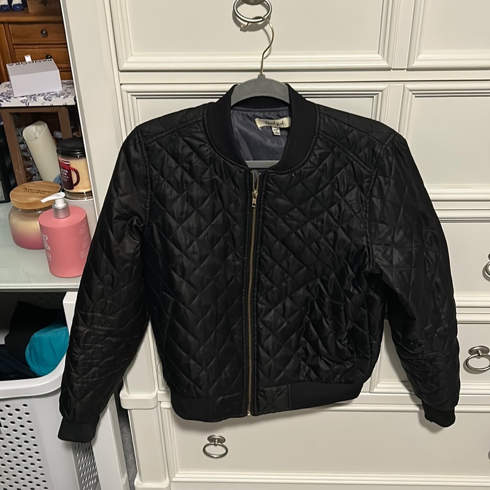 Black Bomber Jacket, Size medium
